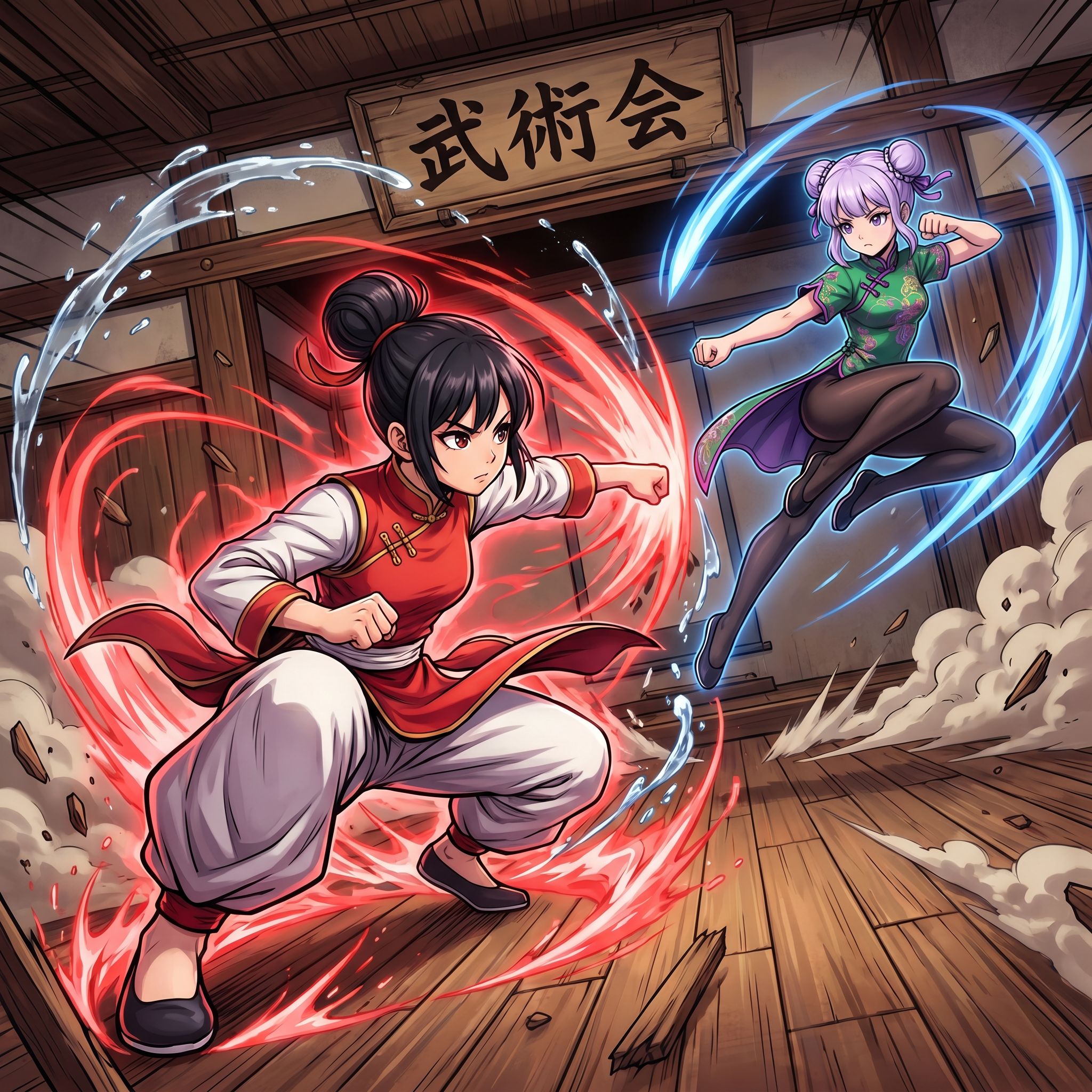 Anime Martial Arts Battle Illustration generated with Nano Banana Pro