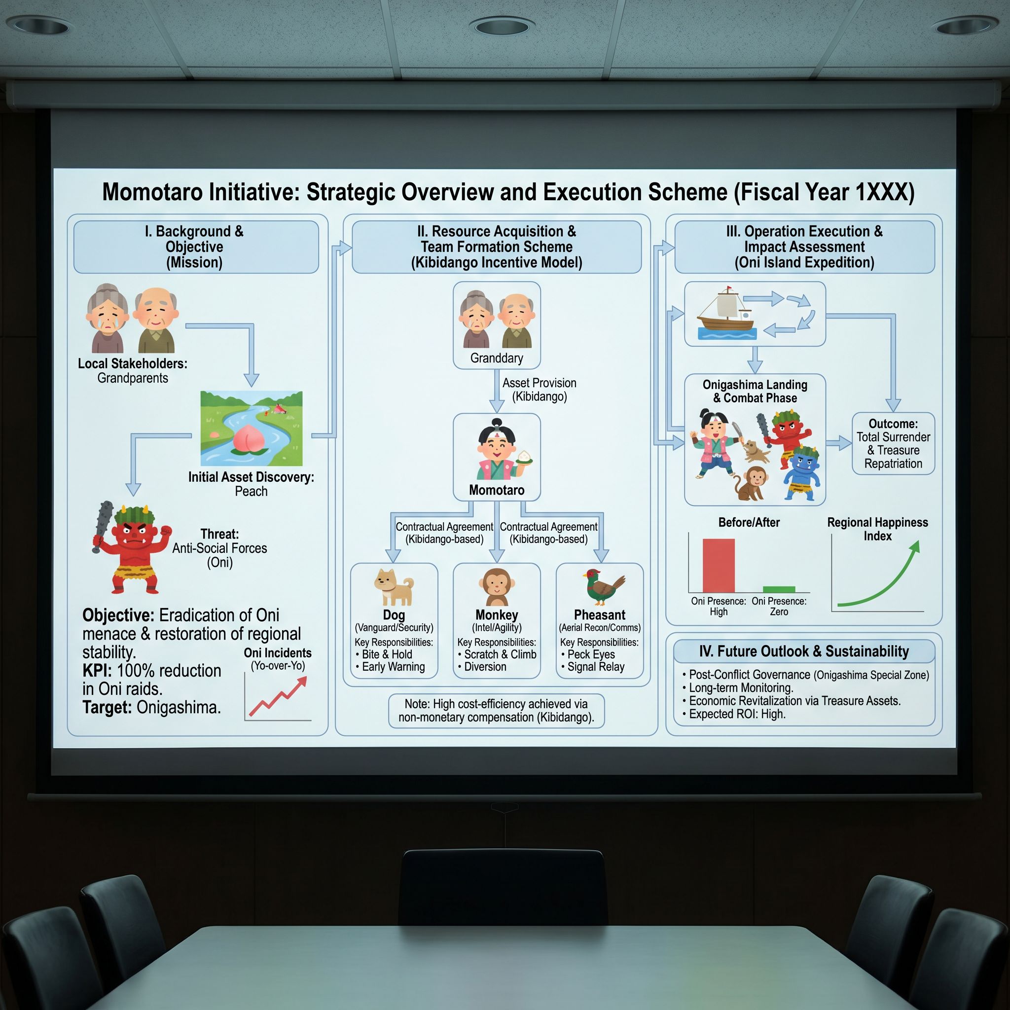 Momotaro Explainer Slide in Hybrid Style generated with Nano Banana Pro