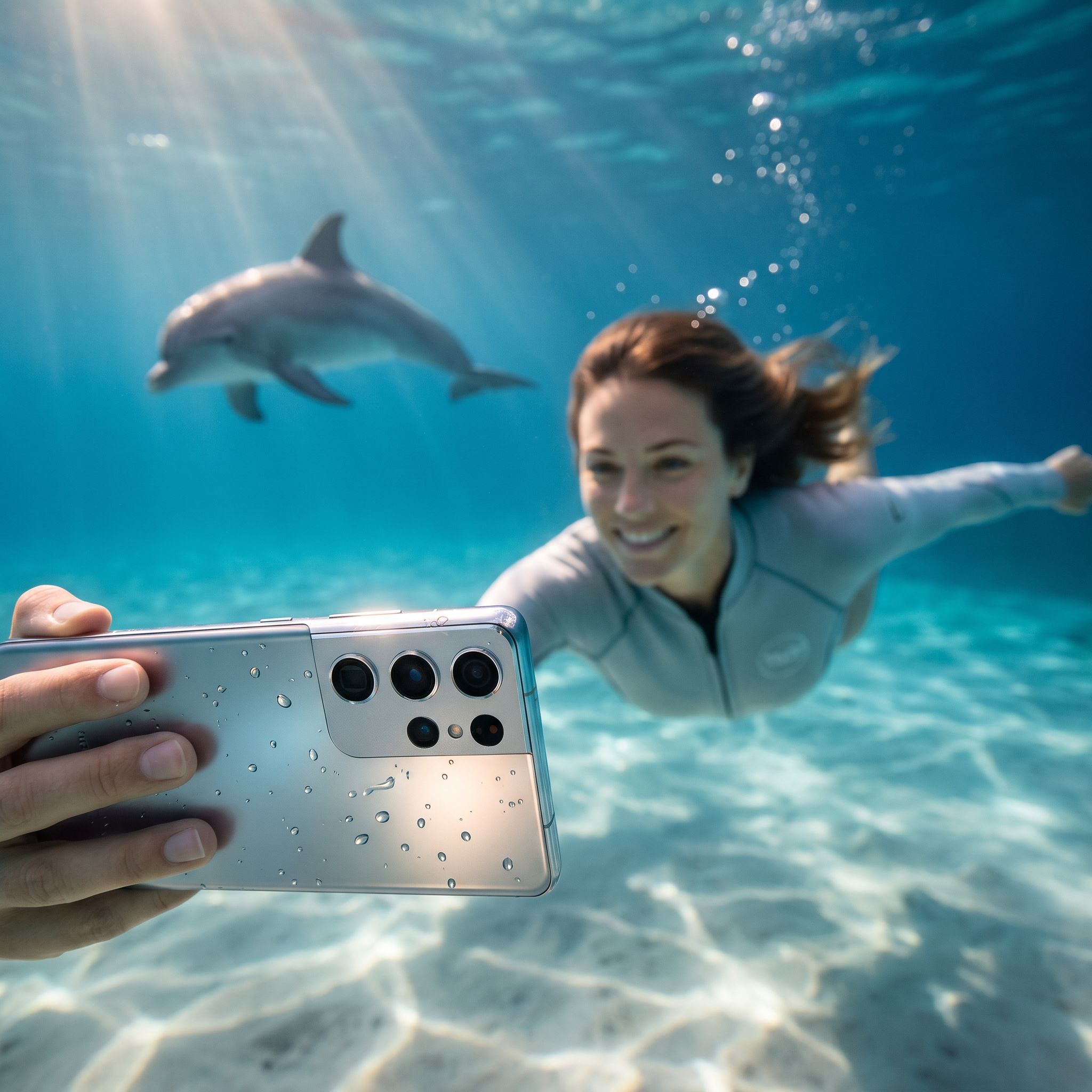 Underwater Smartphone Product Shoot generated with Nano Banana Pro